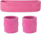 Suddora Sweatbands Set, Moisture Wicking 2 Wristbands and 1 Headband, Breathable Terry Cloth Athletic Bands for Basketball, Tennis, Yoga, Gym, Sweat Bands for Costumes and Cosplay