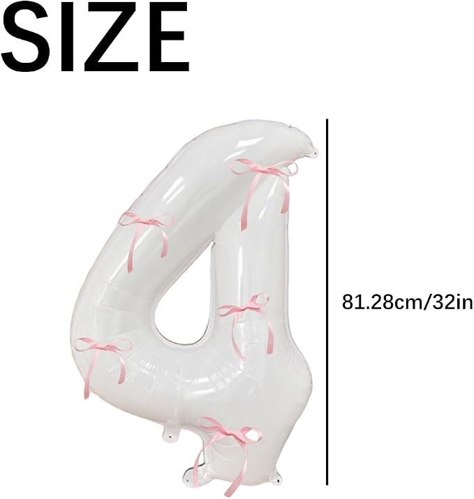 32 Inch White Number Foil Balloon - Image 4