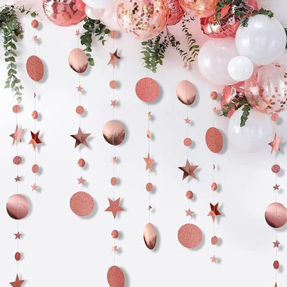 Rose Gold Party Decoration Rose Gold Star Circle Dot Hanging Garland Hanging - Image 2
