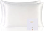ZIMASILK 100% Pure Mulberry Silk Pillowcase 2 Pack, Soft and Smooth,Both Sides Premium Grade 6A Silk,600 Thread Count,with Hidden Zipper for Men and Women Family (Standard 20"x26", White)