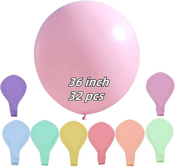 32 Pack Pastel Balloons 36 inch Multicolor Macaron Balloon - Image 2