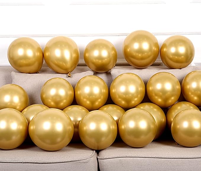 KBZVNAF Gold Metallic Chrome Latex Balloons 50 Pack 12 inch | Round Helium - Image 3