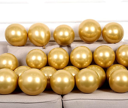 KBZVNAF Gold Metallic Chrome Latex Balloons 50 Pack 12 inch | Round Helium - Image 3