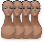 4 Pcs Lifelike Female Plastic Mannequin Head Wig Stand Realistic Wig Display Head Props
