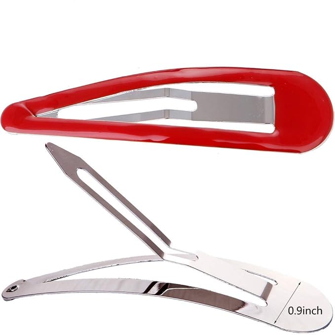 LONEEDY Pack of 10 Large Metal Stoving Varnish Hair Snap Clips,3.5 inch Long No-slip Hair Clips Barrettes For Women and Girls (Red)
