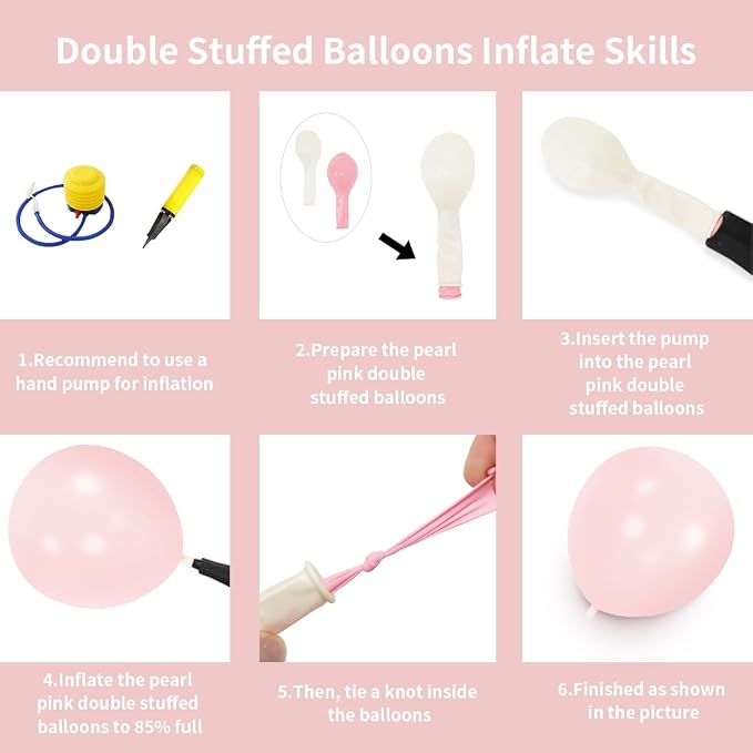 Pearl Pink Double Stuffed Balloons Different Size 115Pcs 5/10/12/18 Inch Pearl - Image 3