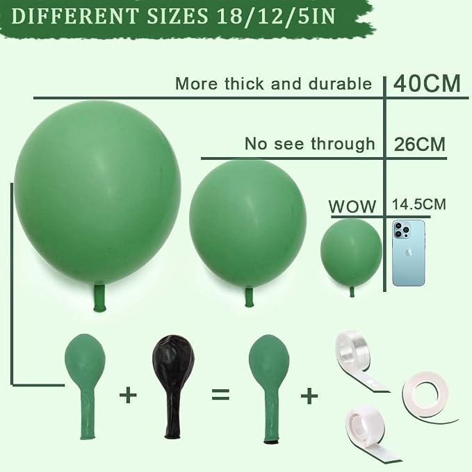 Pastel Green Balloon Garland Kit Different Sizes Double Stuffed Balloons Latex - Image 3