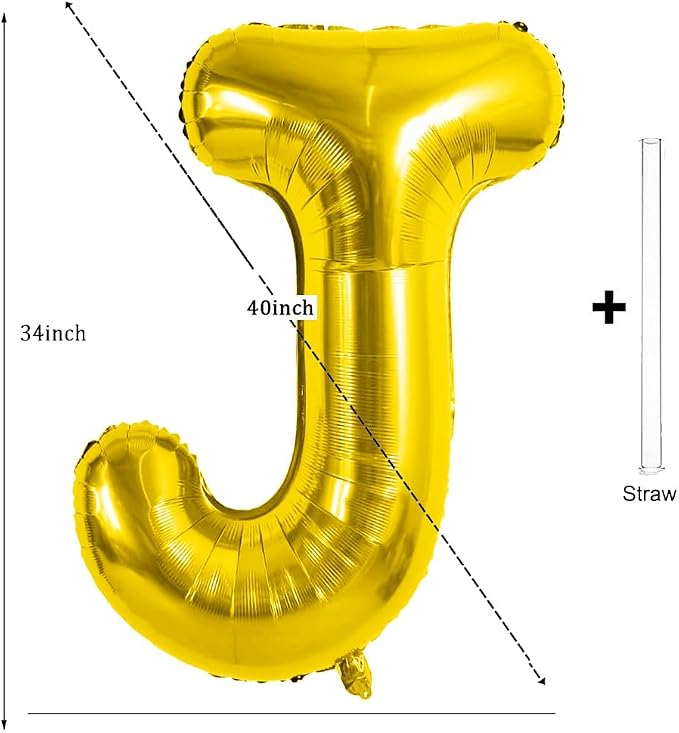 Gold Letter Balloons 40 Inch Large Letter J Balloon Aluminum | Foil Mylar Big - Image 2