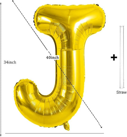 Gold Letter Balloons 40 Inch Large Letter J Balloon Aluminum | Foil Mylar Big - Image 2