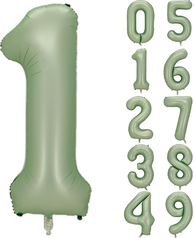 Number 1 Balloon, 40-Inch Sage Green Number Balloon | 40-inch foil balloon by GifloonOfficial