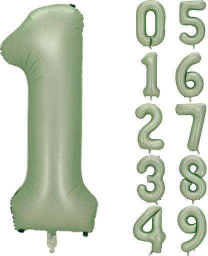 Number 1 Balloon, 40-Inch Sage Green Number Balloon | 40-inch foil balloon by GifloonOfficial