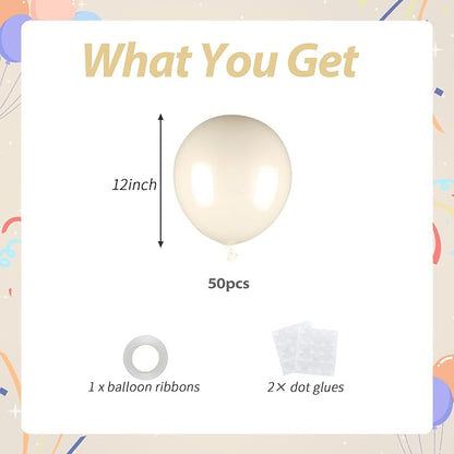 50pcs Sand White Balloons, Helium Quality 12inch Neutral White Sand Party - Image 2
