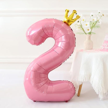 40 Inch Crown Pink Number 2 Balloon, Big Conjoined Light Pink Foil Mylar Helium - Image 6