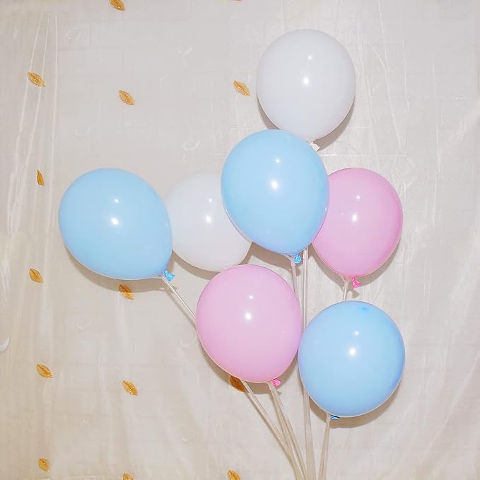300 Pcs Pink Blue and White 5 Inch Balloons Macaron Pastel Pink and Blue White - Image 4