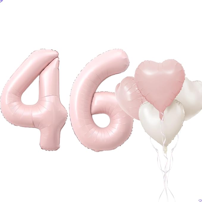 Pink 46 Balloon Number Pastel Pink 46th Birthday Party Decorations by Unknown