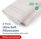 King Pillow Cases Set of 6 - Ultra Soft Hotel Quality Pillowcase Covers - Comfy. Cozy & Wrinkle Free - Shrink, Stain and Fade Resistant - Machine Washable Pillow Protectors - 6 Piece Set - Light Grey