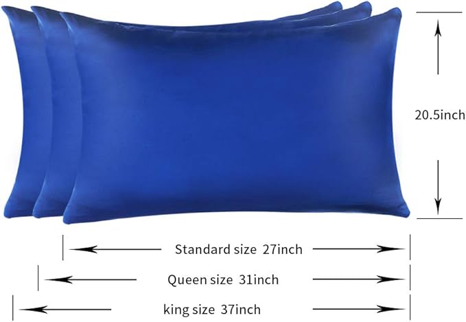 100% Mulberry Silk Pillowcases Set of 2 for Hair and Skin and Super Soft and Breathable Standard Size White/Queen/King