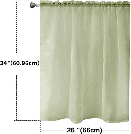 SpaceDresser Basic Rod Pocket Sheer Voile Window Curtain Panels Sage Green 1 - Image 2