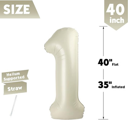 40 Inch Cream Number 1 Balloon Birthday Party Decorations - Image 5