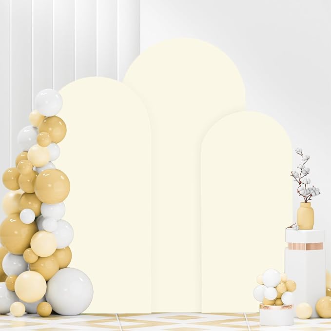 FANPROMS Ivory Wedding Arch Cover Set of 3 Arch Spandex Covers 5FT 6FT 7FT Baby by FANPROMS