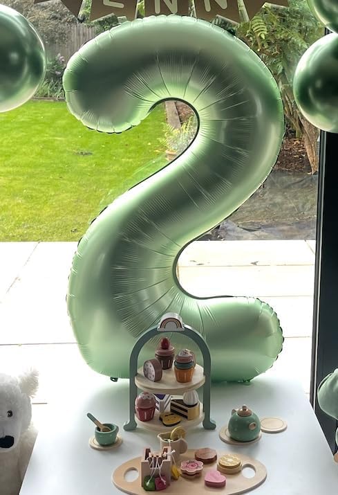 40 Inch Number 2 Balloon, Olive Green Birthday Decorations - Image 2