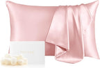 THXSILK 100% Mulberry Silk Pillowcase for Hair and Skin, Concealed Zipper, Both Sides Grade 6A+ Silk, Organic Silk Pillowcase Standard Size 20x26 inches, 1PC, Light Pink