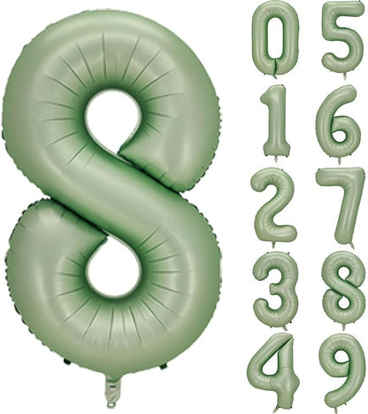 Number 8 Balloon, 40-Inch Sage Green Number Balloon | 40-inch foil balloon by GifloonOfficial