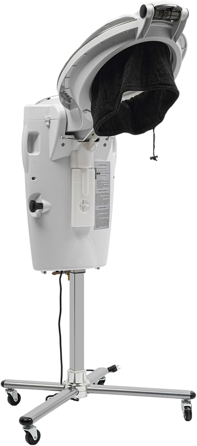Salon Hair Steamer, 12 Color Multi-Function, Standing, O3 Ozone, Adjustable, White