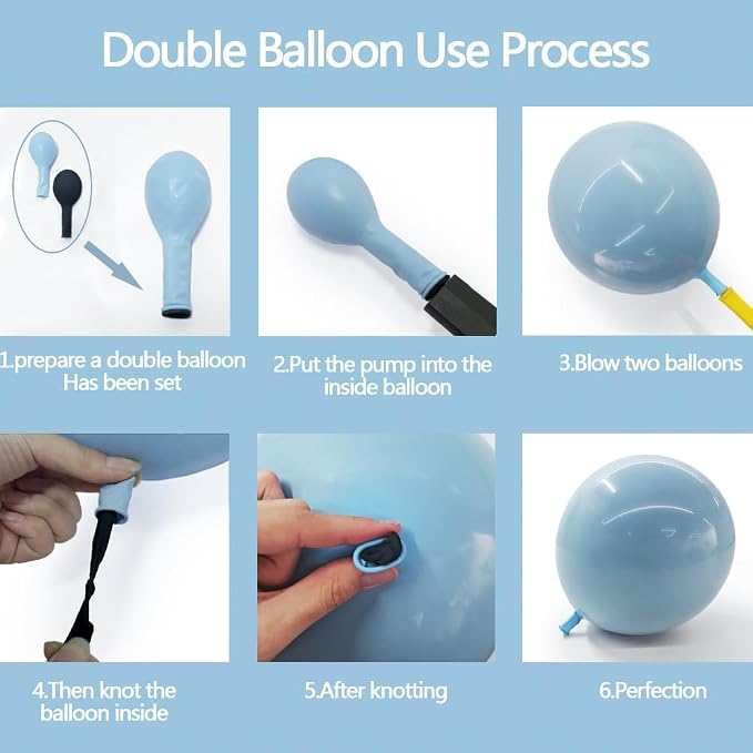 Dusty Blue Balloons Double Stuffed Blue Balloon Garland Arch Kit Different - Image 4