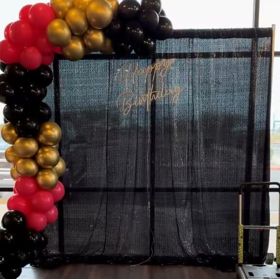 ShinyBeauty 10x10FT Black Sequin Backdrop | Photography & Wedding Background | - Image 3