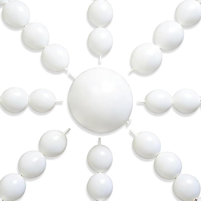 PartyWoo White Linking Balloons 100pcs 12 Inch White Link Balloons | by PartyWoo