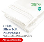 Queen Pillow Cases Set of 6 - Ultra Soft Hotel Quality Pillowcase Covers - Comfy & Wrinkle Free - Shrink, Stain and Fade Resistant - Machine Washable Pillow Protectors - 6 Piece Set - Antique White