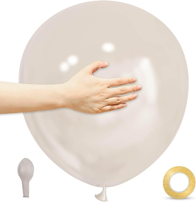 18 Inch White Sand Balloons 12 Pack Big Balloons Thick Latex Sand White Party by ASIYUHY