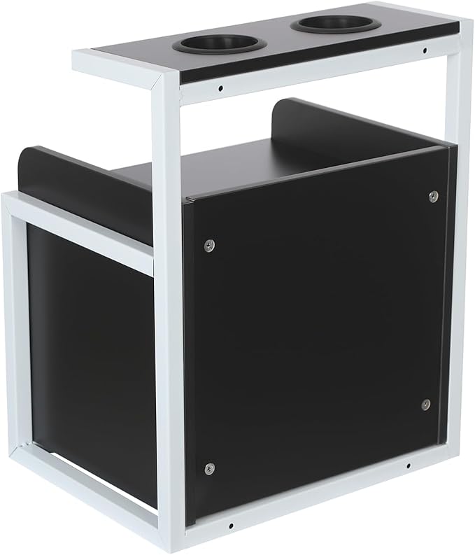 Suspended Salon Station for Hair Stylist, Wall Mounted Styling Salon Station Storage Cabinet w/2*Drawers &Hair Dryer Stand,Floating Nightstand Stylist Storage Cabinet for Home (Black+ Silver)