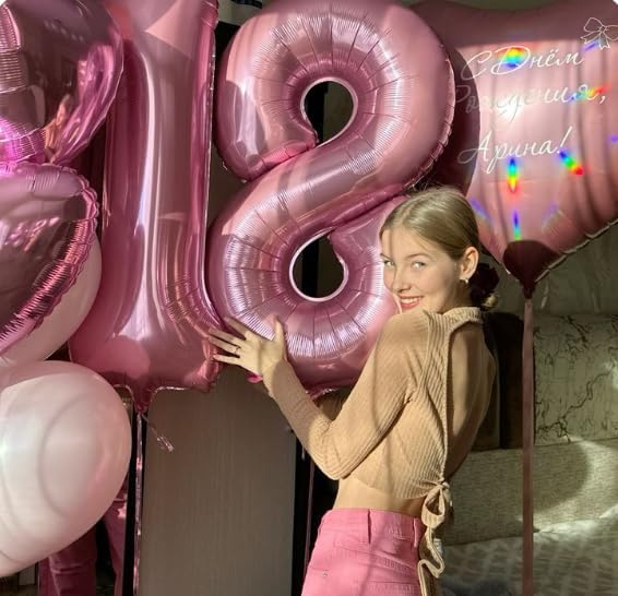 Pearl Pink Number 8 Balloon 40 inch, 8th Birthday Party Balloons Decorations | - Image 4