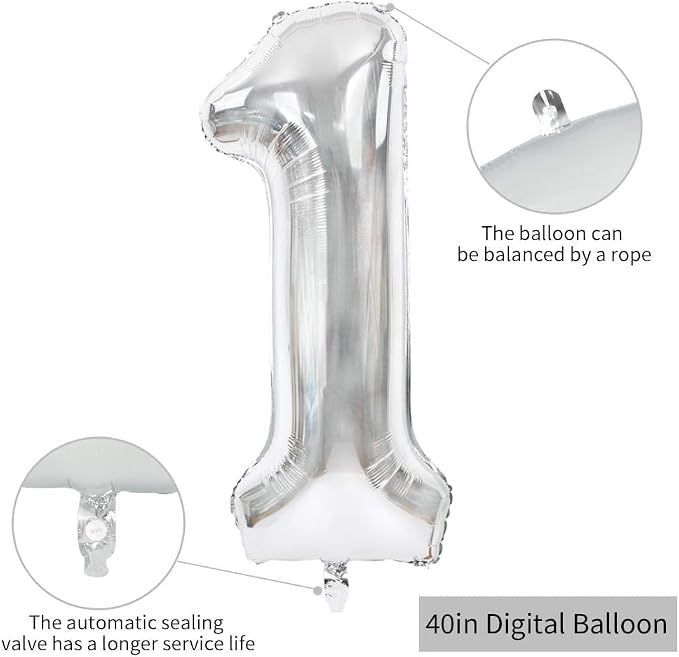 TONIFUL 40 Inch Silver Number 16 Balloons Large Foil 16th Birthday Decor | - Image 2