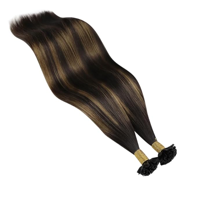 YoungSee K Tip Hair Extensions Human Hair Brown Balayage Hair Extensions K Tip Dark Brown Ombre 16In 50s/50G