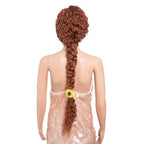 Style Icon 36”Super Long Curly Wig C-Shaped Side Part Lace Wig Afro Baby Hair Synthetic Orange Red Color Wigs(36 inches, 130T)