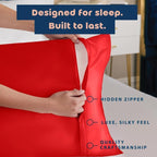 BLISSFORD Satin Pillowcase with Zipper, for Hair and Skin Care, Feels Soft and Cool Like a Silk Pillowcase, Red Satin Pillow Cases Set of 2, Slik Pillow Cover, Queen Size - 2 Pack