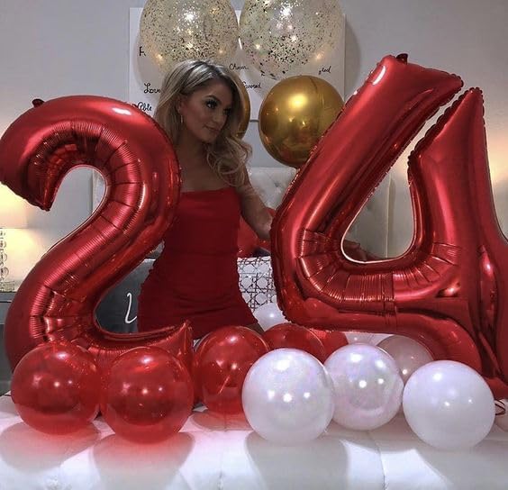 Red Number 4 Balloon 40 Inch, 4th Birthday Party Decorations Men Women | Foil - Image 2