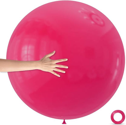 5Pcs Hot Pink Big Balloons 36 Inch, Round Large Latex Party Balloons by Qikoolaa