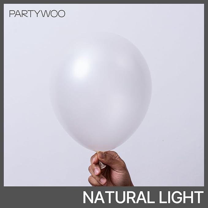 PartyWoo Pearl White Balloons 50pcs Metallic White Color 12 Inch | Balloons - Image 2