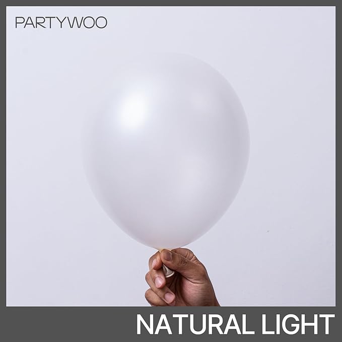 PartyWoo Pearl White Balloons 101pcs Metallic White Color 12 Inch | Balloons - Image 2