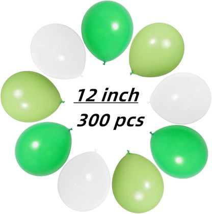 300 Pack Green and White Balloons 100 of each of the 3 colors 12 inch Green - Image 2