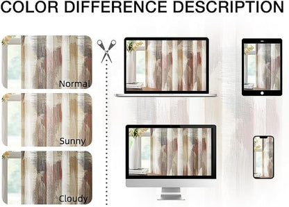 Kayne Studio Red Tan Boho Abstract Rod Pocket Semi Sheer Curtains 84 Inches | - Image 5