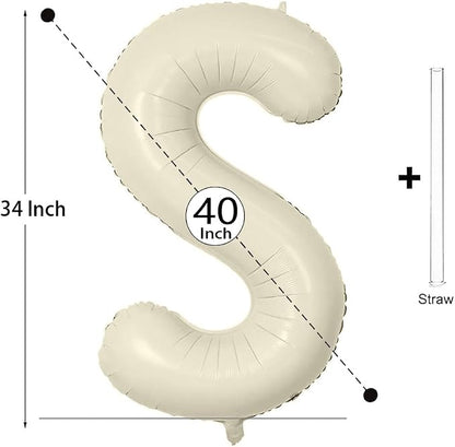 Letter Balloon 40Inch Cream White Big Alphabet Balloons Letter S | Giant Foil - Image 2