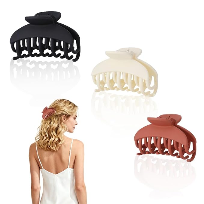 girl hair claw clips for Women & Girls – No-Slip Grip for Thick Hair Curly or Straight Styles Secure Hold Hair Clamps FEADIR 3 Pcs