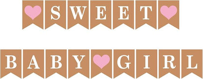 Sweet Baby Girl Banner, Paper Baby Shower Banner - Image 2