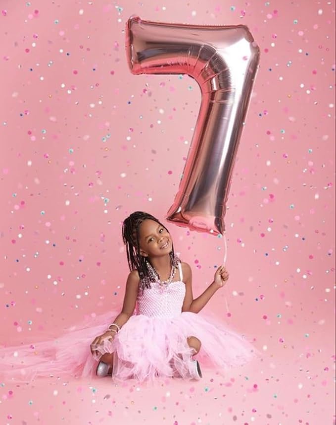 Number 7 Balloons 40 Inch for 7 17 Birthday Party Decorations, Rose Gold | - Image 2