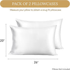 INFIIXSO Silk Pillow Cases 2 Pack Standard Size, Ultra Smooth & Soft Mulberry Silk Pillow Case for Hair and Skin, Breathable Cooling Silk Pillowcase with Hidden Zipper (White, 20x26 Inches)